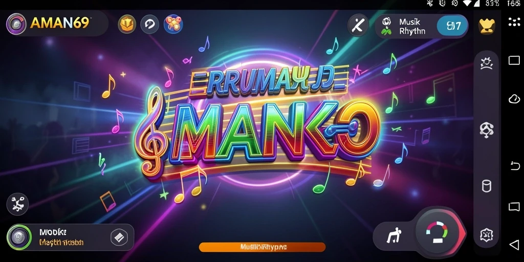 Antarmuka dinamis dan menarik dalam game Musik Rhythm AMAN69.