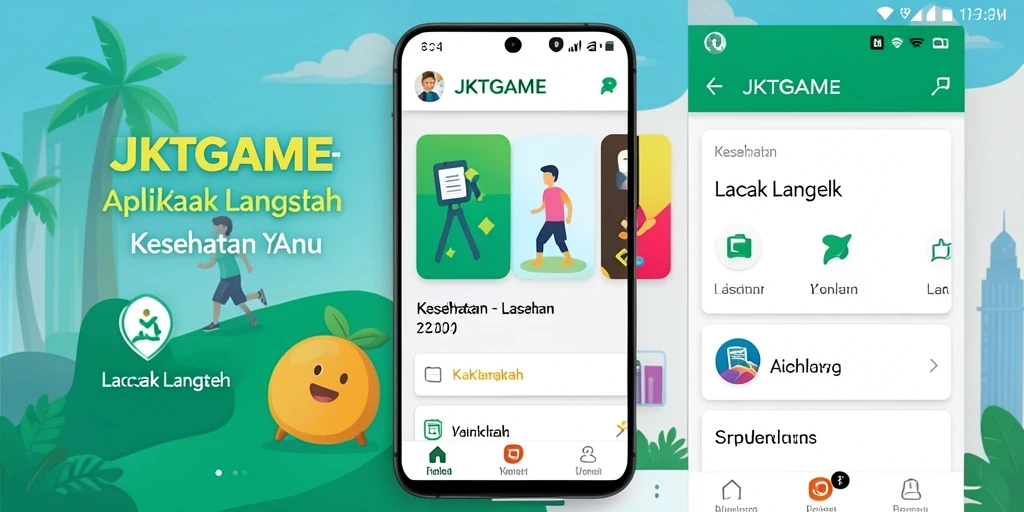 Tampilan antarmuka utama aplikasi JKTGAME dengan fitur Lacak Langkah.