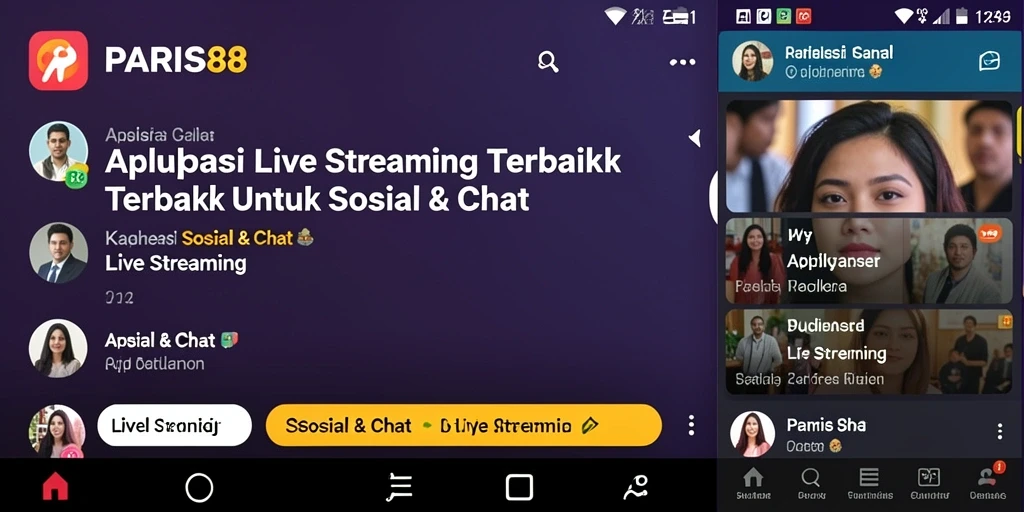 Tampilan antarmuka aplikasi Live Streaming PARIS88 yang menarik dan interaktif.