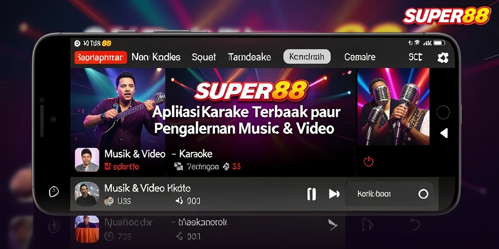 Antarmuka aplikasi SUPER88 yang intuitif untuk karaoke.